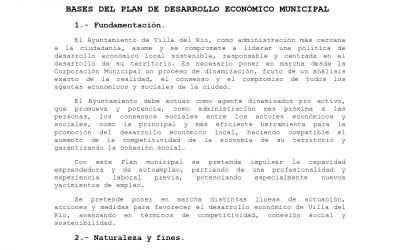 Bases del Plan de Desarrollo Económico Municipal de Villa del Río