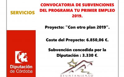 CONVOCATORIA DE SUBVENCIONES DEL PROGRAMA TU PRIMER EMPLEO 2019.