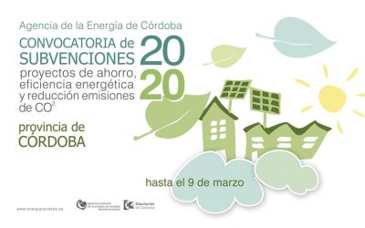 Convocatoria de subvenciones para proyectos de ahorro, eficiencia energética y reducción de emisiones de CO2 en la provincia de Córdoba 2020