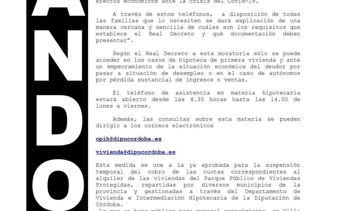 Coronavirus | Medidas Diputación de Córdoba  1