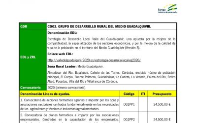Abierto el plazo de solicitud de ayudas del grupo de desarrollo rural del medio Guadalquivir convocatoria 2020