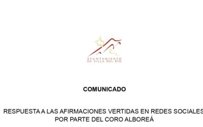COMUNICADO /  RESPUESTA A LAS AFIRMACIONES VERTIDAS EN REDES SOCIALES POR PARTE DEL CORO ALBOREÁ