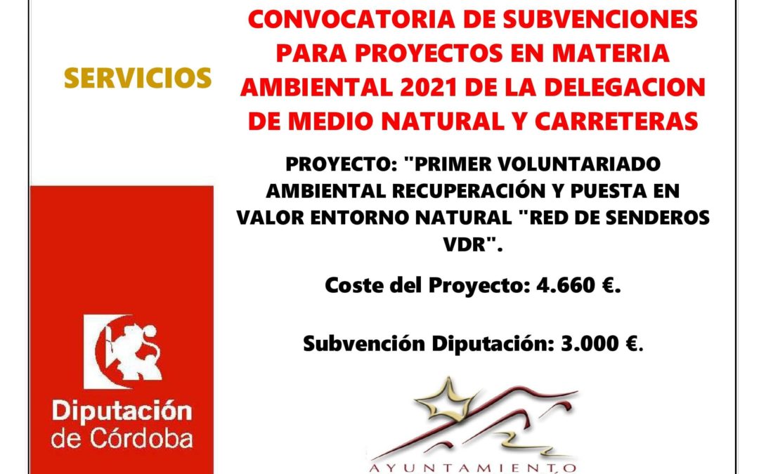CONVOCATORIA DE SUBVENCIONES PARA PROYECTOS EN MATERIA AMBIENTAL 2021 DE LA DELEGACION DE MEDIO NATURAL Y CARRETERAS