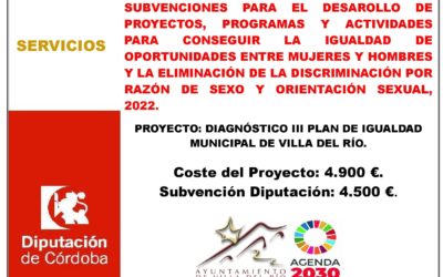 SUBVENCIONES PARA EL DESAROLLO DE PROYECTOS, PROGRAMAS Y ACTIVIDADES PARA CONSEGUIR LA IGUALDAD DE OPORTUNIDADES ENTRE MUJERES Y HOMBRES Y LA ELIMINACIÓN DE LA DISCRIMINACIÓN POR RAZÓN DE SEXO Y ORIENTACIÓN SEXUAL, 2022.