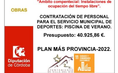 PLAN MÁS PROVINCIA-2022. CONTRATACIÓN DE PERSONAL PARA EL SERVICIO MUNICIPAL DE DEPORTES: PISCINA DE VERANO.