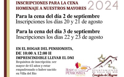 MAYORES | INSCRIPCIONES PARA LA CENA HOMENAJE A NUESTROS MAYORES