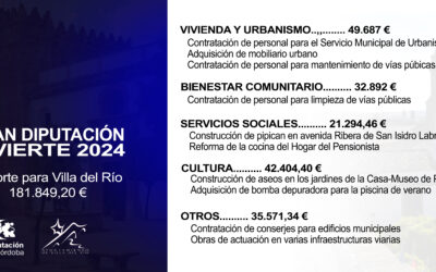 HACIENDA | EL AYUNTAMIENTO DE VILLA DEL RÍO DESTINARÁ LOS 181.000 € DEL PLAN «DIPUTACIÓN INVIERTE 2024» A DIFERENTES ACTUACIONES DE REACTIVACIÓN ECONÓMICA