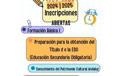 ABIERTO PERIODO DE MATRICULACIÓN | CENTRO DE EDUCACIÓN PERMANENTE DE PERSONAS ADULTAS DE VILLA DEL RÍO