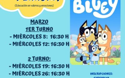 EDUCACIÓN, JUVENTUD E INFANCIA | TALLERES DE EDUCACIÓN EMOCIONAL «BLUEY, UNA AVENTURA PERRUNA»