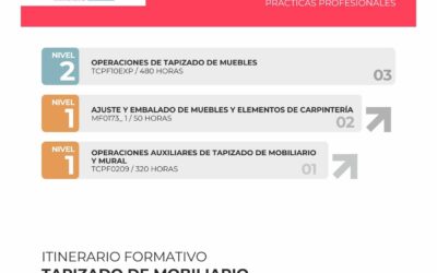 FORMACIÓN | AMPLIACIÓN DE LA CONVOCATORIA DEL NUEVO ITINERARIO FORMATIVO DEL TAPIZADO DE MOBILIARIO LA ESCUELA DE LA MADERA CON TRES CURSOS ACREDITADOS Y GRATUITOS