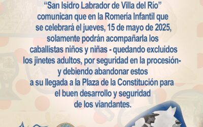COMUNICADO SOBRE LA ROMERÍA INFANTIL DE SAN ISIDRO 